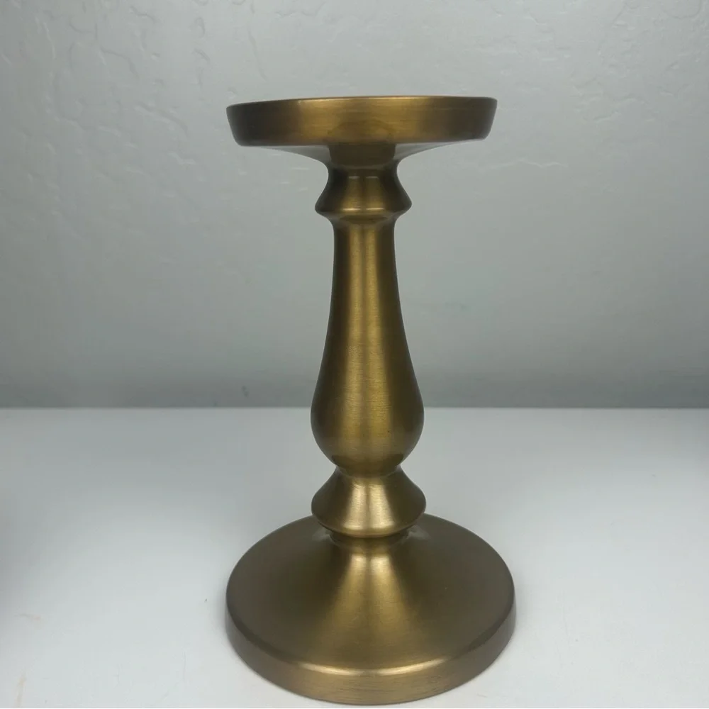 Ikea set of two gold pillar candle holders 8.5 inches